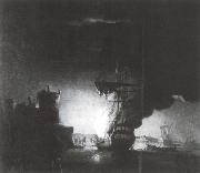 Monamy, Peter A ship on fire at night oil painting picture wholesale